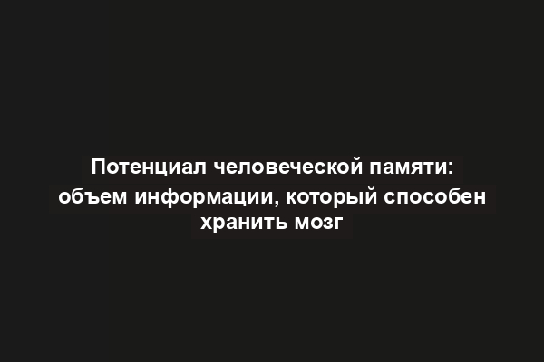 Потенциал человеческой памяти: объем информации, который способен хранить мозг