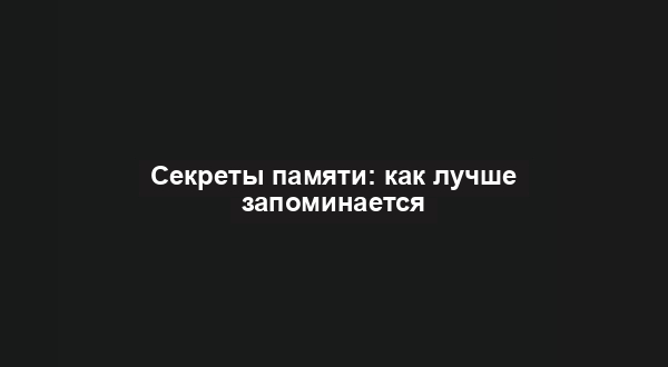 Секреты памяти: как лучше запоминается