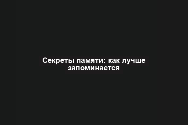 Секреты памяти: как лучше запоминается
